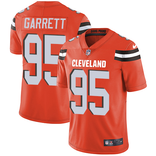 Nike Browns #95 Myles Garrett Orange Alternate Men's Stitched NFL Vapor Untouchable Limited Jersey - Click Image to Close